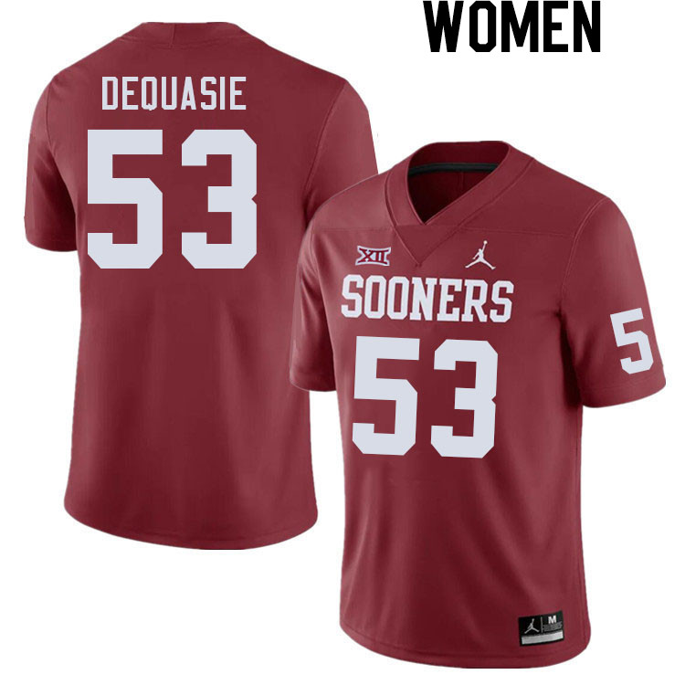 Women #53 Reed DeQuasie Oklahoma Sooners College Football Jerseys Stitched Sale-Crimson